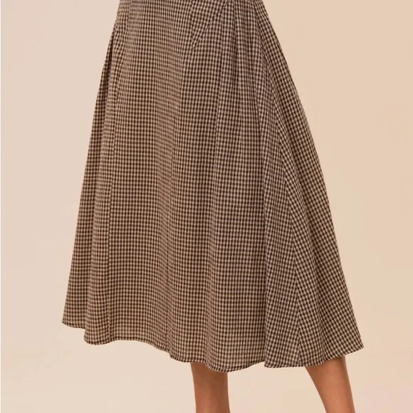 Women's Brown Houndstooth Midi Skirt - Picture 2 of 2